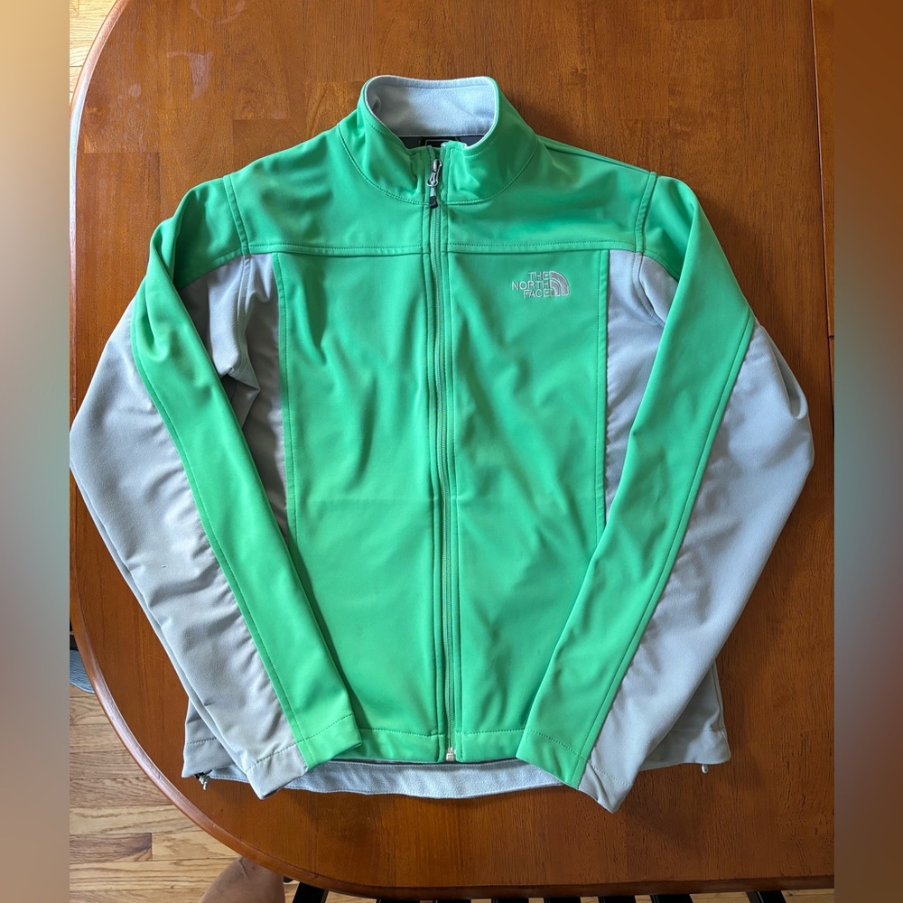 Northface jacket, green and gray , size large